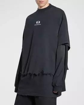 Укороченная футболка Unity Sports Icon большой посадки Balenciaga, цвет 1569 Faded Black/White