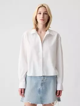 Укороченная хлопковая рубашка Gap, белый