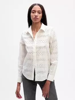 Укороченная кружевная рубашка Gap, белый