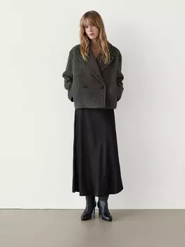 Укороченная куртка из меланжевой шерсти Massimo Dutti, серый