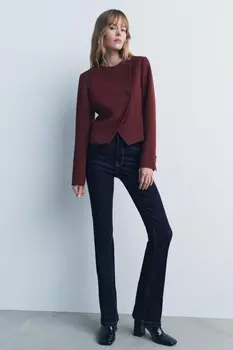 Укороченная куртка ZARA, цвет wine