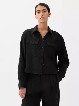 Укороченная льняная рубашка Gap, черный