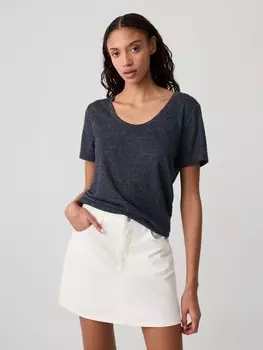 Укороченная льняная рубашка Gap, синий