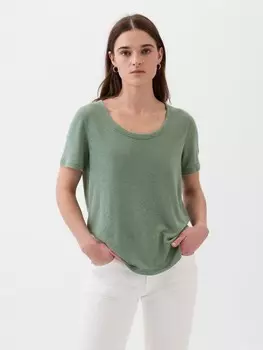 Укороченная льняная рубашка Gap, зеленый