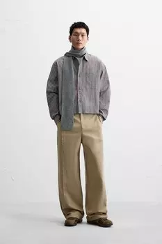 Укороченная полосатая рубашка ZARA, полосатый
