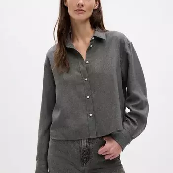 Укороченная рубашка Gap, серый