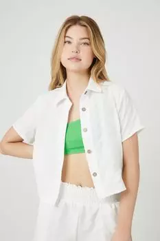 Укороченная рубашка из крепа Forever 21, белый