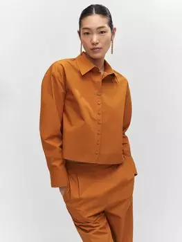 Укороченная рубашка Mango, коричневая