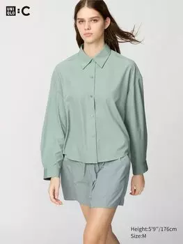 Укороченная рубашка Uniqlo, зеленый
