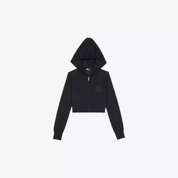 Укороченная шерстяная толстовка с вышитым гербом The Kooples, черный