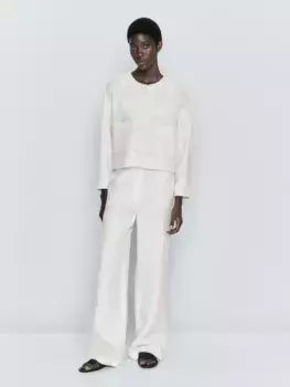 Укороченная текстурная куртка Massimo Dutti, кремовый