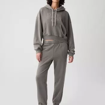 Укороченная толстовка оверсайз с логотипом Gap, серый