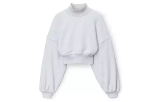 Укороченная толстовка с высоким воротом Alexander Wang, серый