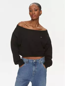 Укороченная толстовка Tommy Jeans, черный