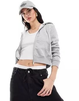Укороченное приталенное худи на молнии Cotton On серого цвета вереска Cotton:On