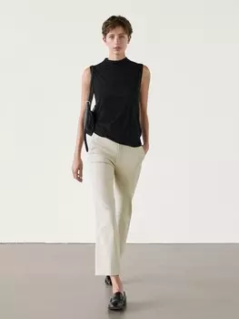 Укороченные брюки клеш из вощеной ткани Massimo Dutti, серый