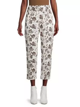 Укороченные брюки Rebecca Minkoff с цветочным принтом June, ecru