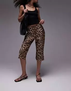 Укороченные брюки Topshop с леопардовым принтом