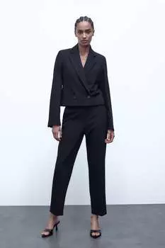Укороченные брюки ZARA, черный