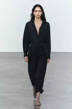 Укороченные брюки ZARA, черный