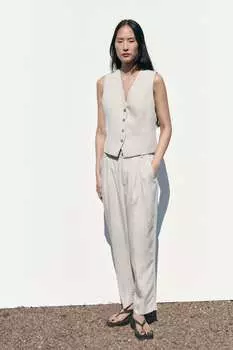 Укороченные брюки ZARA, камень