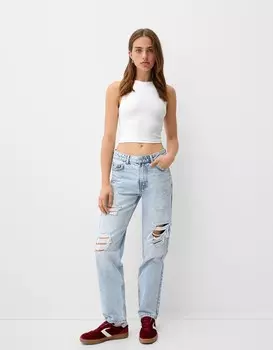 Укороченные джинсы Bershka, голубой