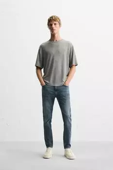 Укороченные джинсы скинни ZARA, синий