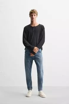 Укороченные джинсы скинни ZARA, средне-синий