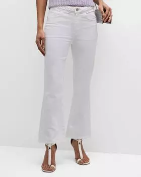 Укороченные плетеные джинсы Bootcut Mini FRAME, цвет White