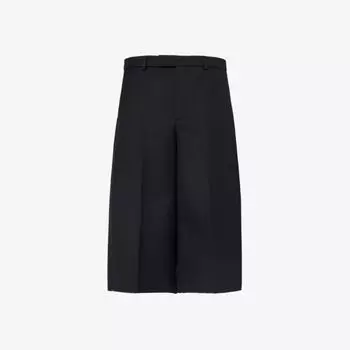 Укороченные широкие брюки из смесовой шерсти Gucci, черный