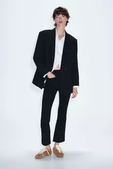 Укороченные стрейч брюки ZARA, черный