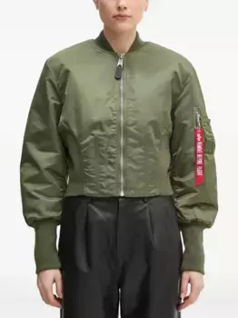 Укороченный бомбер Alpha Industries, зеленый