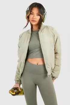 Укороченный бомбер boohoo, зеленый