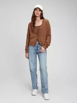 Укороченный кардиган на пуговицах Gap, коричневый