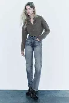 Укороченный кардиган ZARA, серый