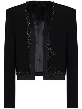 Укороченный креповый пиджак Balmain, черный