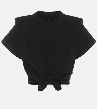 Укороченный топ Belita из хлопкового джерси ISABEL MARANT, черный