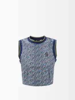 Укороченный топ из джерси с принтом Moncler, синий