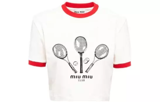 Укороченный топ Miu Miu, белый