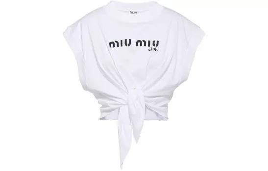 Укороченный топ Miu Miu, белый