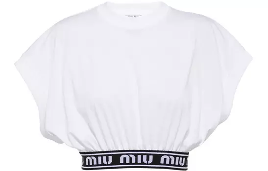 Укороченный топ Miu Miu, белый