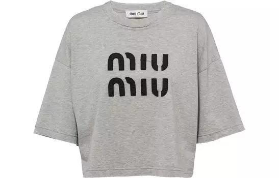Укороченный топ Miu Miu, серый