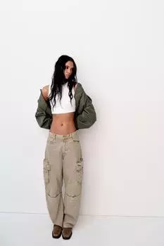 Укороченный топ полиамид ZARA, белый
