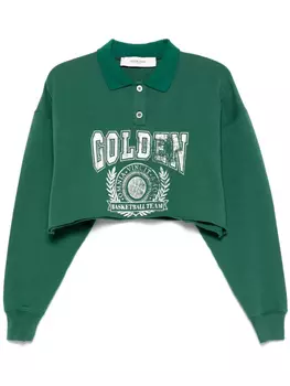 Укороченный топ-поло с принтом Golden Goose, зеленый