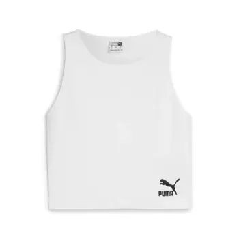 Укороченный топ PUMA "CLASSICS" в рубчик женский ", белый