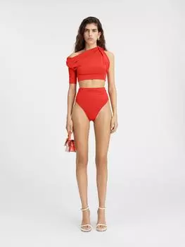 Укороченный топ с драпировкой JACQUEMUS The Drapeado top, оранжевый