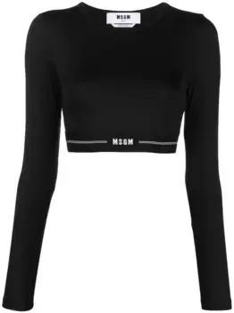 Укороченный топ с логотипом MSGM, черный
