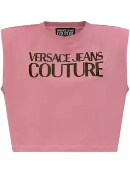 Укороченный топ с логотипом Versace Jeans Couture, розовый