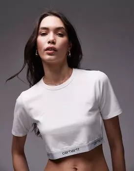 Укороченный топ с надписью белого цвета Carhartt WIP