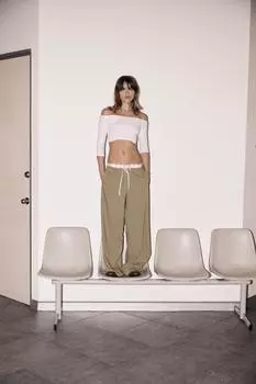Укороченный топ с открытыми плечами ZARA, белый
